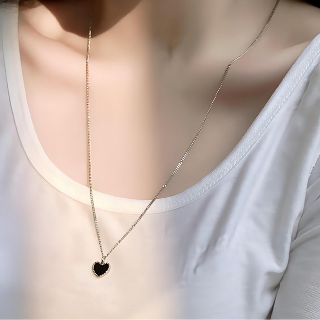 NOID-B 女款愛心貝殼瑪瑙長項鍊 S