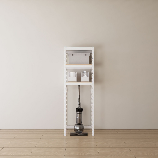 스피드랙 국내 제조 하단오픈형 세탁기 건조기 철제 선반, 화이트, 3.5단