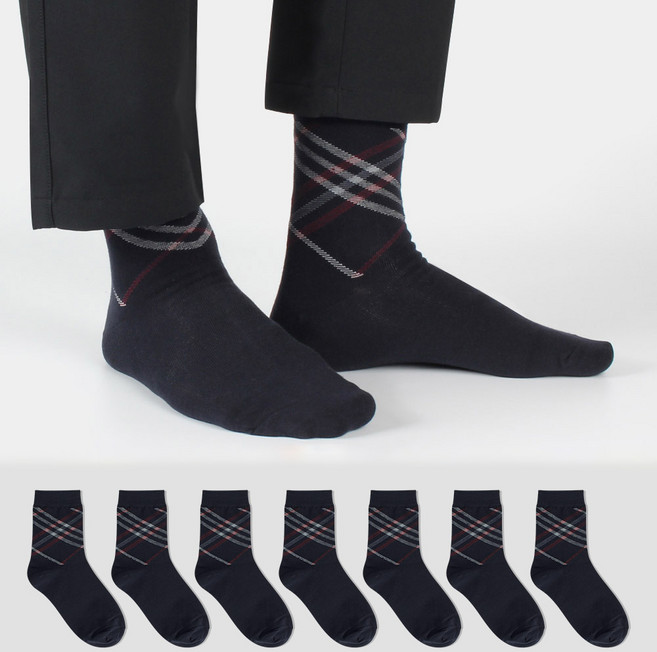 COZY LABEL 男士菱格紋點綴紳士襪 7雙入