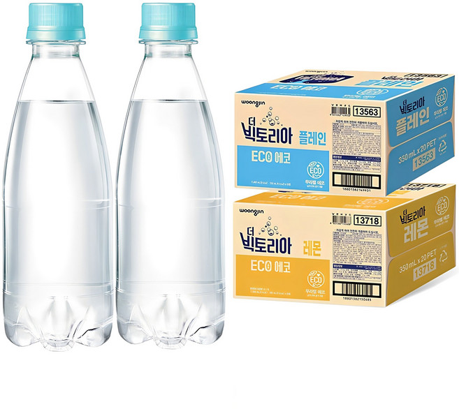웅진빅토리아 더 빅토리아 탄산음료 에코 플레인 20p + 레몬 20p 무라벨, 350ml, 1세트