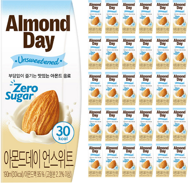 남양유업 아몬드데이 음료 언스위트, 190ml, 48개