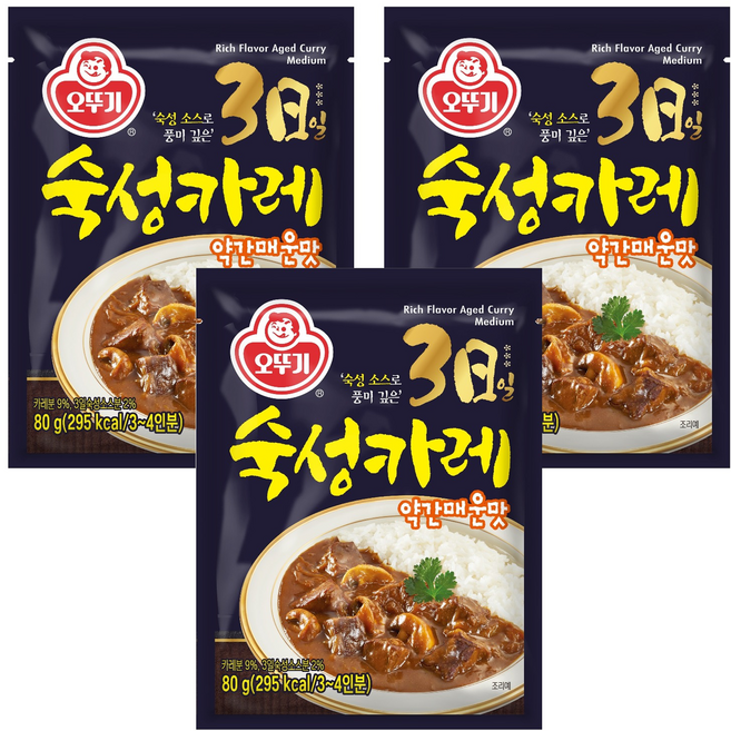 오뚜기 3일 숙성카레 약간매운맛, 80g, 3개