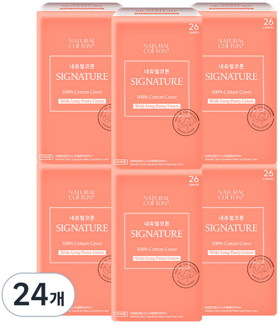 내츄럴코튼 시그니처 팬티라이너, 슈퍼롱, 26개입, 24개