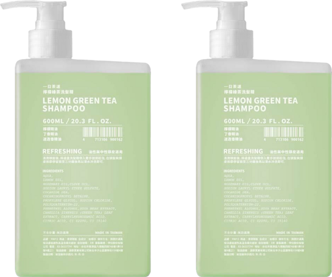 TEAORY 一日茶道 洗髮精 檸檬綠茶, 2個, 600ml