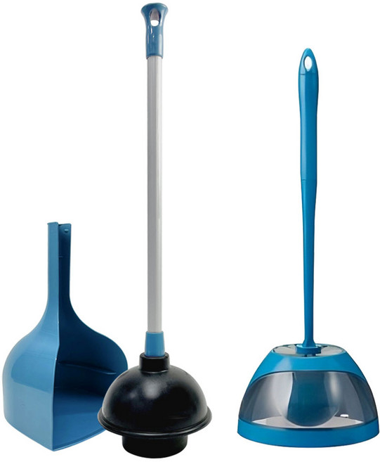 핌 원형변기솔 + 변기압축기 청소용구세트, 블루, 1세트