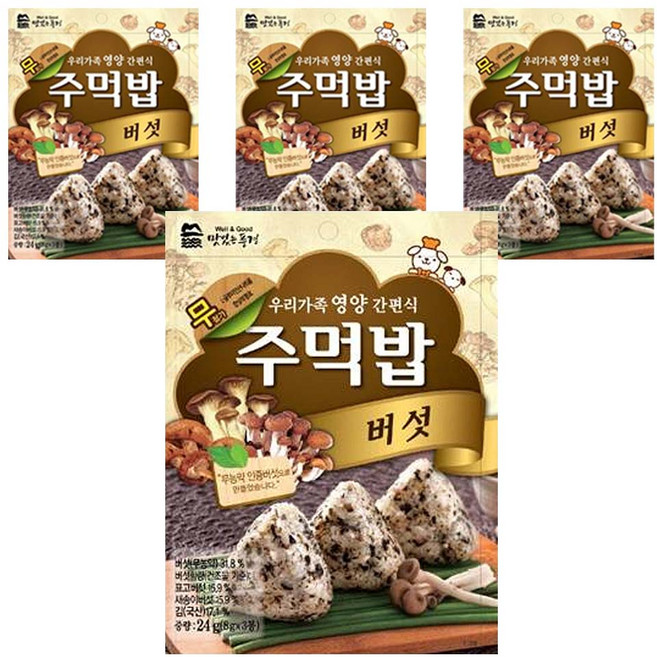맛있는풍경 주먹밥 버섯, 24g, 4개