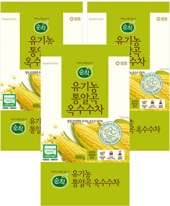 순작 유기농 통알곡 옥수수차, 500g, 1개입, 3개
