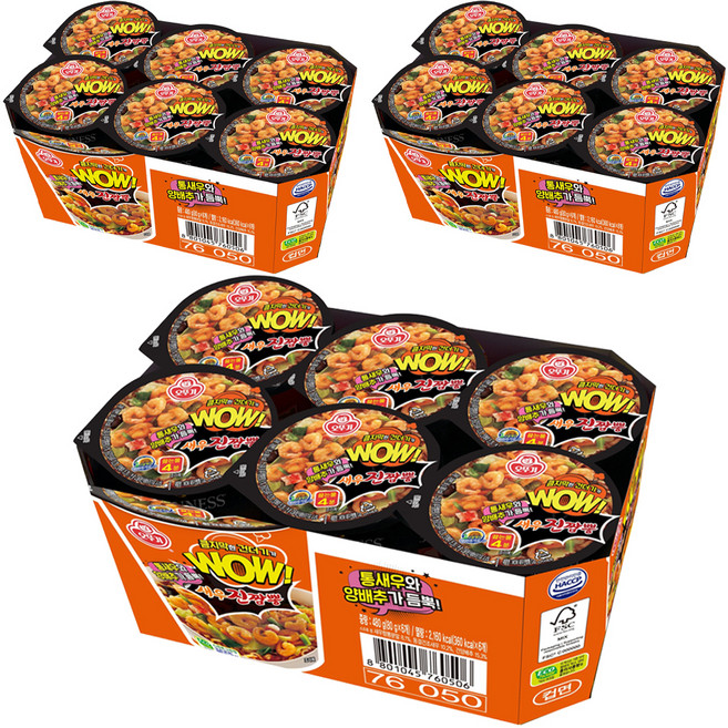오뚜기 와우 새우 진짬뽕 컵 80g, 18개