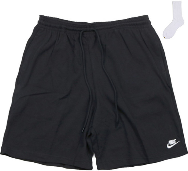 Nike 男款 Club Knit 短褲 FQ4361-010 + Welldone 襪子