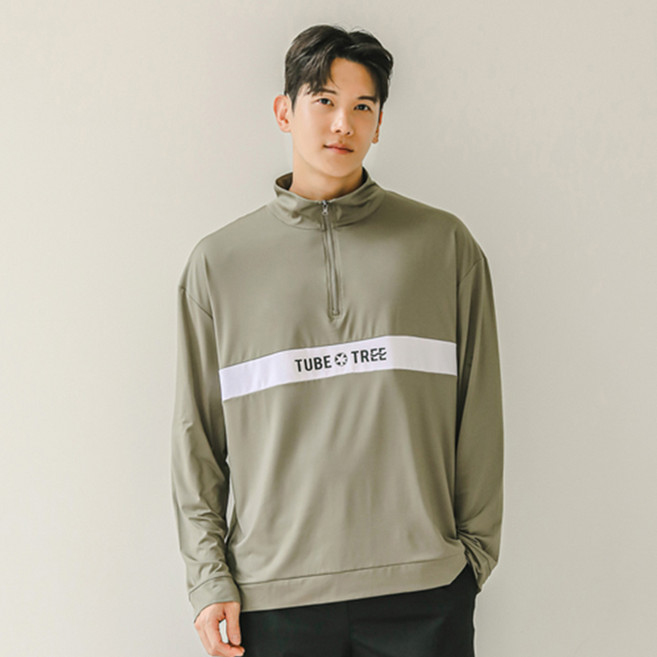 튜브트리 남성용 반집업 래쉬가드 루즈핏 아노락 상의 A8222