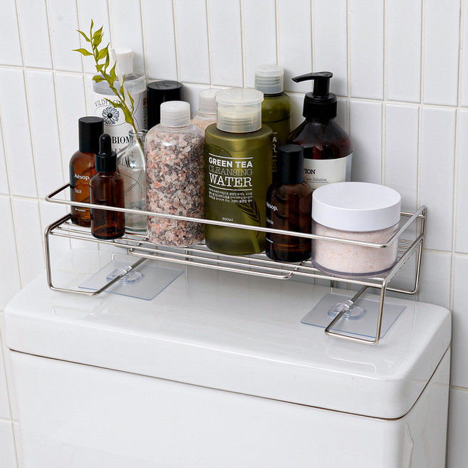 스파이더락 심플 접착식 변기위 선반, 실버, 1개