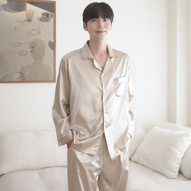 어나더디 샤무즈 실크 라이크 긴팔 잠옷