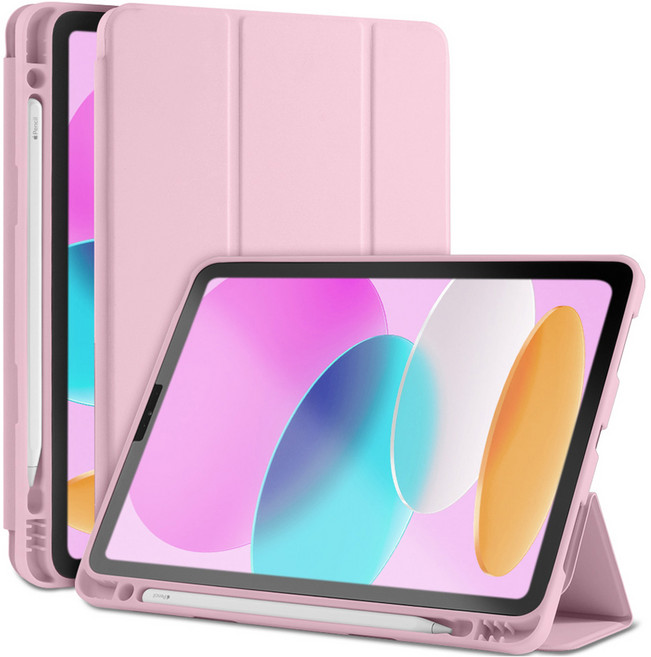 누아트 아이패드 펜슬 수납 거치대 소프트 커버 스무디 실리콘 케이스, 핑크