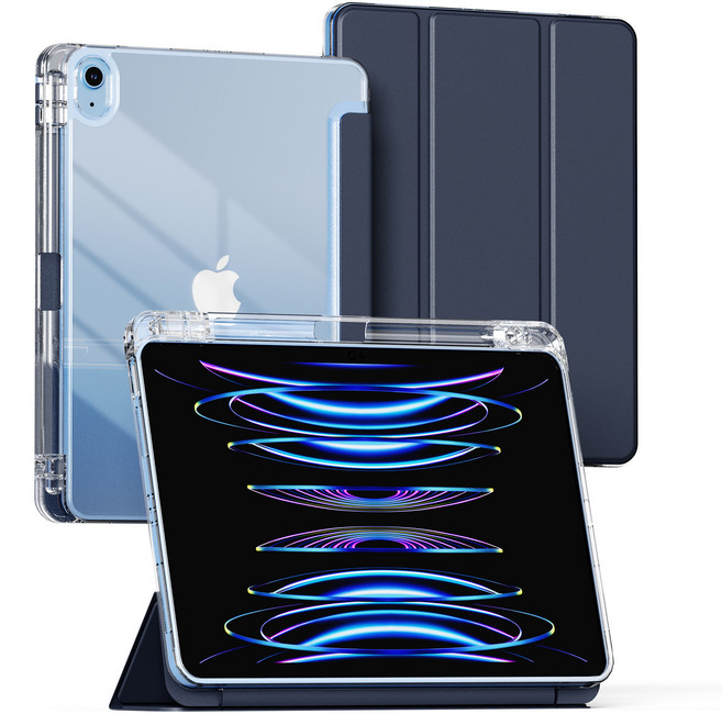 누아트 아이패드 펜슬 수납 거치대 소프트 커버 클리어 하드 쉘 케이스, 네이비, 1개