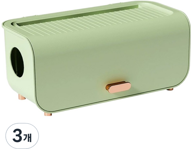 썬문 모던 깔끔 멀티탭 정리함, 3개, 그린