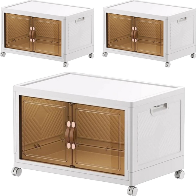 家用折疊收納櫃, 白色, 3入