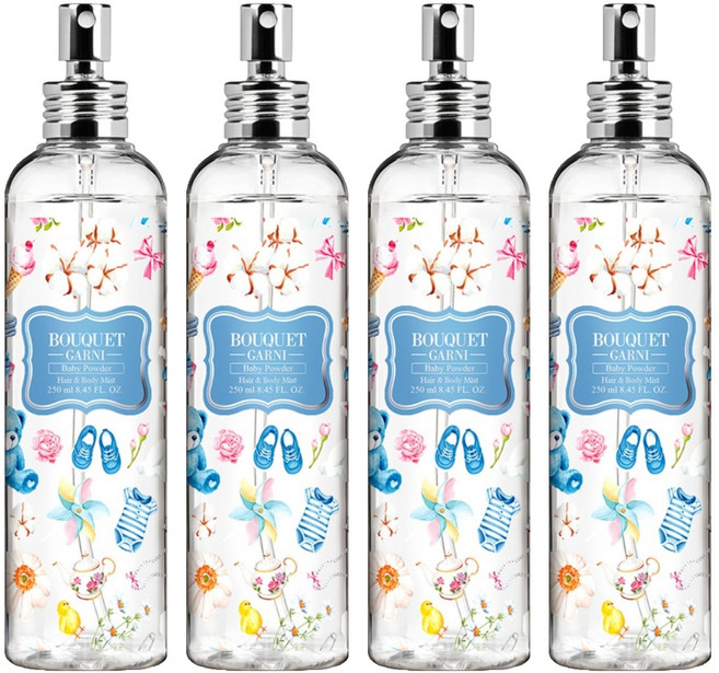 부케가르니 프래그런스드 헤어 앤 바디미스트 베이비파우더, 250ml, 4개