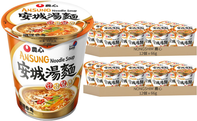 NONGSHIM 農心 安城湯麵 杯麵 66g, 24個