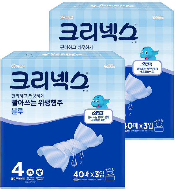 크리넥스 빨아쓰는 위생행주 블루, 40매, 6개