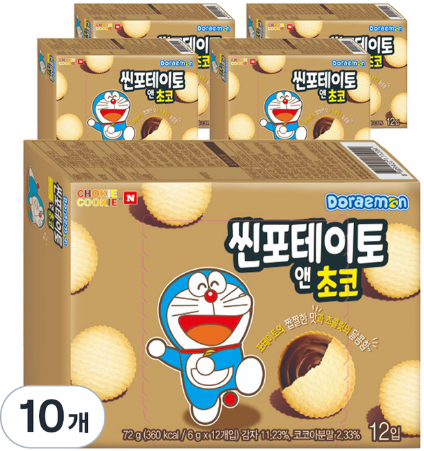 초키앤쿠키 도라에몽 씬 포테이토 앤 초코, 72g, 10개