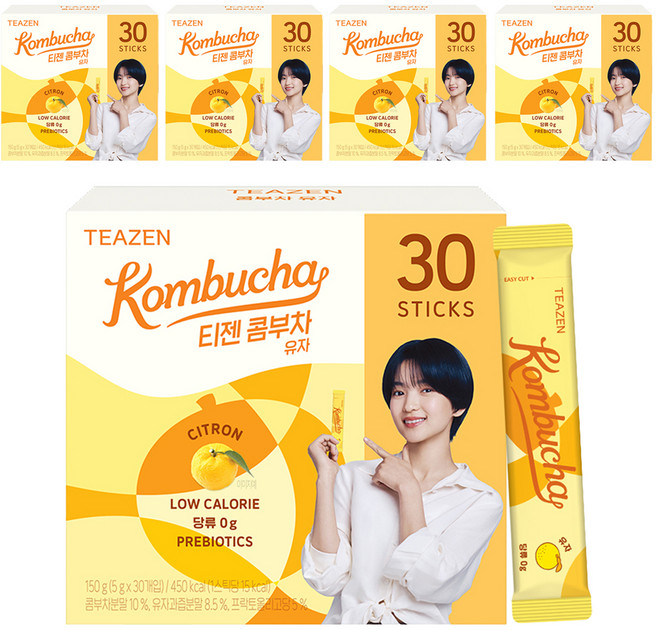 티젠 콤부차 유자, 5g, 30개입, 5개