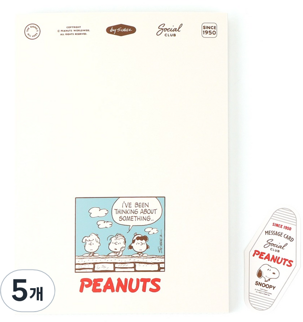피너츠 75주년 데일리노트, 아이보리, 5개
