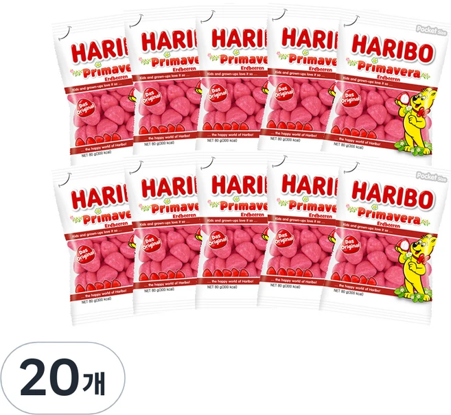 하리보 프리마베라 츄잉젤리, 80g, 20개 - 쿠팡