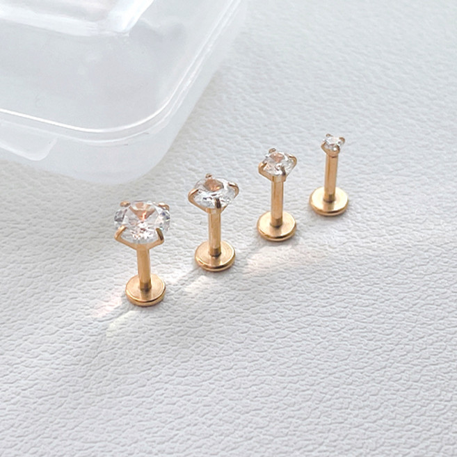 젤루나 여성용 써지컬 라블렛 인터널 큐빅 피어싱 4종 + 케이스 세트 P-10