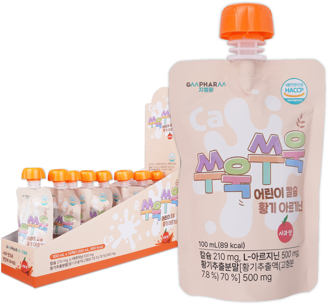 지엠팜 쑤욱쑤욱 어린이 칼슘 황기 아르기닌, 100ml, 10개, 사과맛