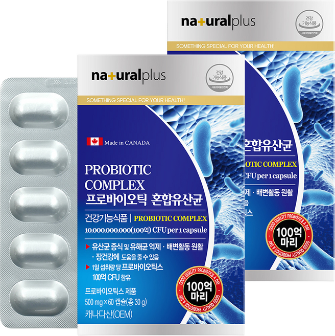 내츄럴플러스 프로바이오틱 혼합유산균, 60정, 30g, 2개