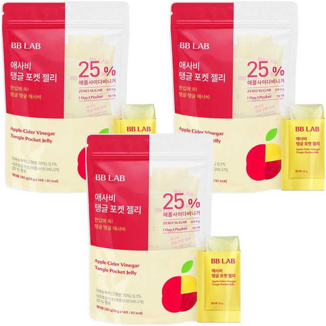 비비랩 애사비 탱글 포켓 젤리 14개입, 280g, 3개