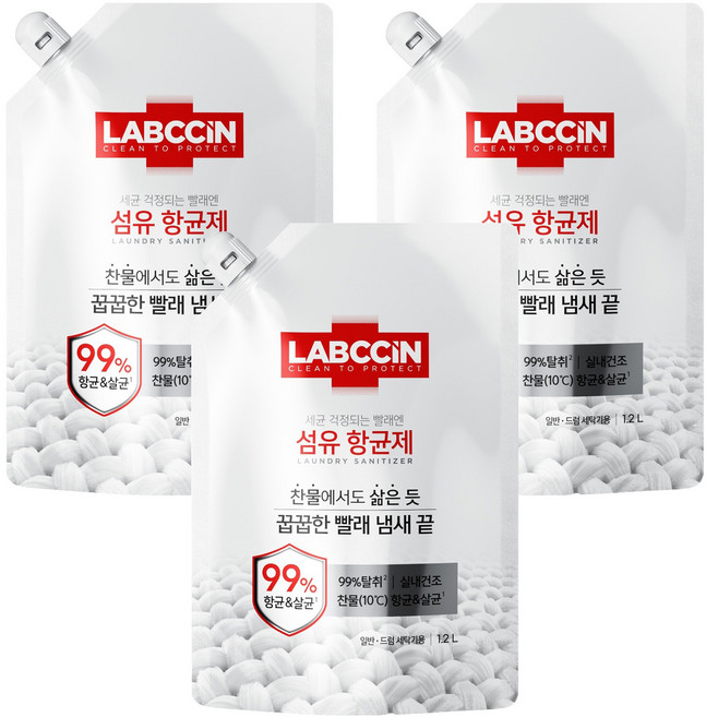 랩신 섬유 항균제 상쾌한 솔잎향 리필, 1.2L, 3개