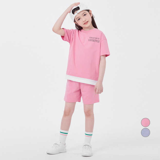 LollyTree 兒童短袖層次感T恤褲子套裝 BT