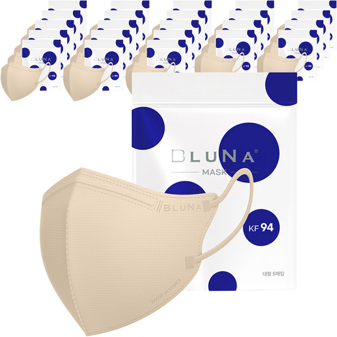 블루나 숨편한 새부리형 황사방역 마스크 대형 KF94, 5매입, 25개, 아이보리
