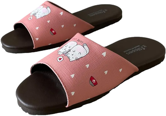 TAIWAN SLIPPER 台灣犀利趴 經典系列 皮質室內拖鞋, 甜心小貓 粉色, 1雙