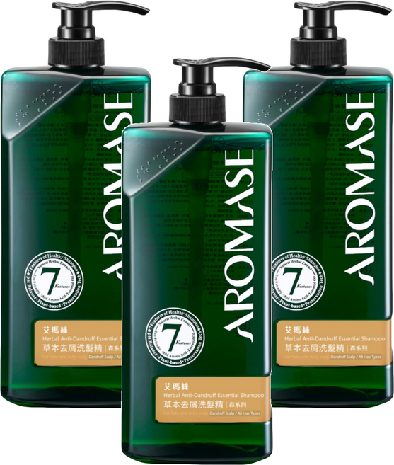 AROMASE 艾瑪絲 草本去屑洗髮精, 400ml, 3瓶