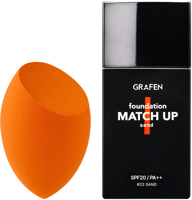 그라펜 매치업 파운데이션 40ml + 엣지 컷 퍼프, 23호 샌드, 1개