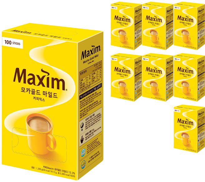 맥심 모카골드 마일드 커피믹스, 12g, 100개입, 8박스