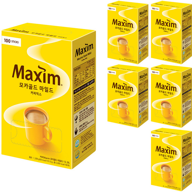 맥심 모카골드 마일드 커피믹스, 12g, 100개입, 6박스