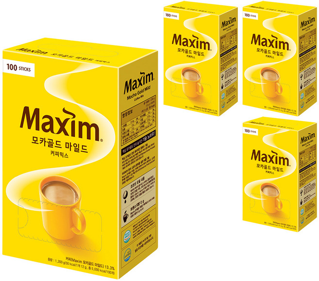 맥심 모카골드 마일드 커피믹스, 12g, 100개입, 4박스