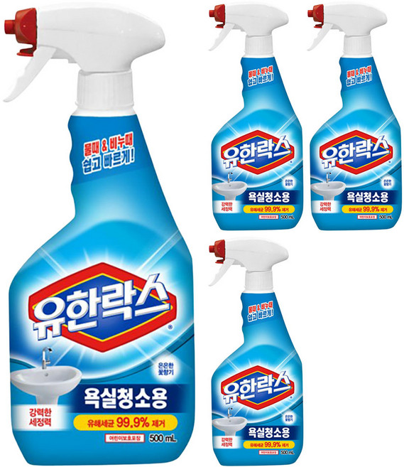 유한락스 욕실청소용 세정제, 500ml, 4개