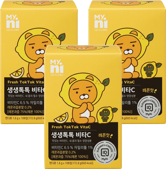 Myni Fresh Tok Tok VitaC 維他命C, 108顆, 1600mg, 3盒