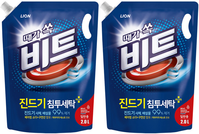 비트 때가쏙 진드기 일반 액상세제 리필, 2L, 2개