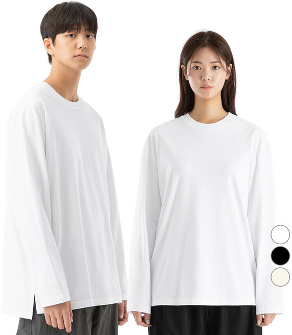 네이븐 남녀공용 20수 트임 레이어드 긴팔티 NAB8T2