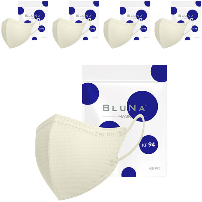 블루나 숨편한 새부리형 황사방역 마스크 대형 KF94, 5매입, 5개, 아이보리