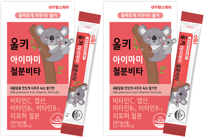 올키 아이마미 철분 비타 딸기맛 30p, 60g, 2개