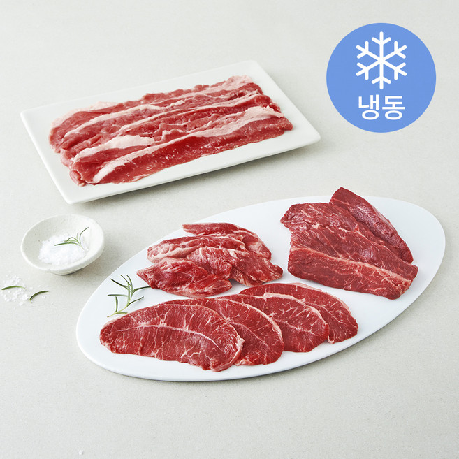 레커컷 호주산 소고기 토시살 200g + 차돌양지 200g + 갈비살 200g + 부채살 200g 구이용 세트 (냉동), 1세트