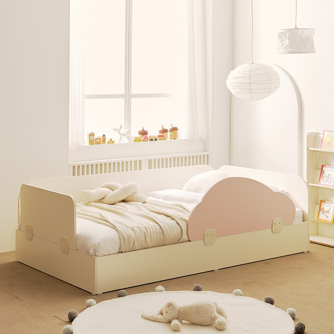 소르니아 토니 저상형 어린이 침대 프레임 + 전면 안전가드 + 자동차 안전가드 + 매트리스 세트 방문설치, 프레임 (아이보리), 전면 안전가드(아이보리), 자동차 안전가드(핑크),매트리스(화이트)