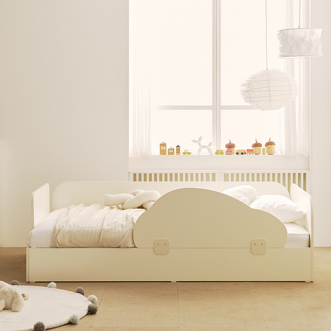 소르니아 토니 저상형 어린이 침대 프레임 + 전면 안전가드 + 자동차 안전가드 세트 방문설치, 아이보리