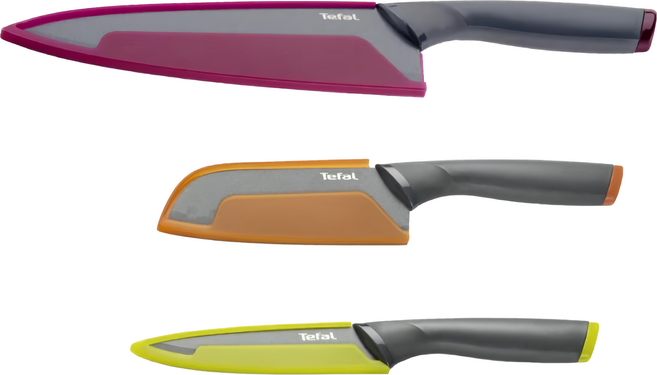 Tefal 特福 鈦金系列 刀具3件組, 1套, 日式主廚刀 12cm + 萬用刀 12cm + 主廚刀 20cm